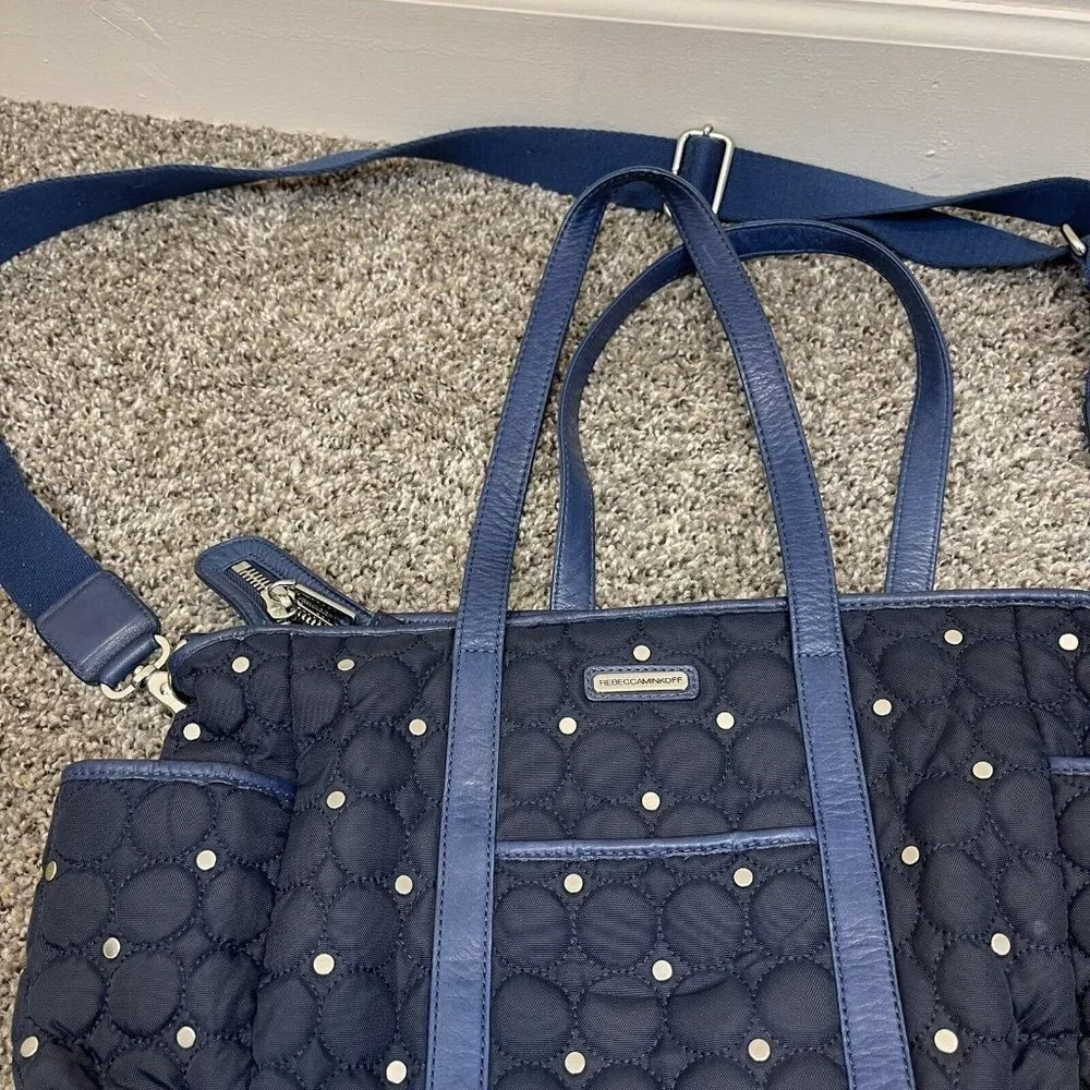 Rebecca Minkoff Marissa Baby Diaper Bag Navy Blue Quilted Crossbody Strap